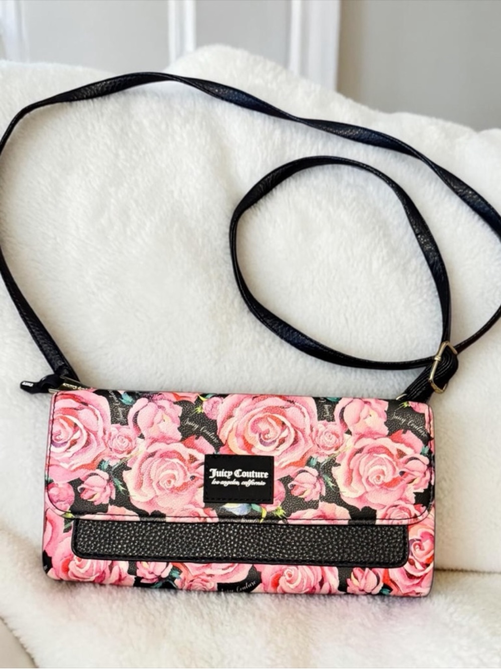 Juicy Couture In Bloom On The Right Track Crossbody Handbag Purse Pink Rose
